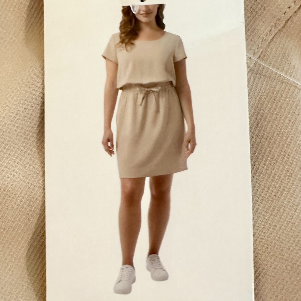 New 32 Degrees Cool Midi Twill Dress Sz XXL Cinched Waist Adjustable Drawstring
